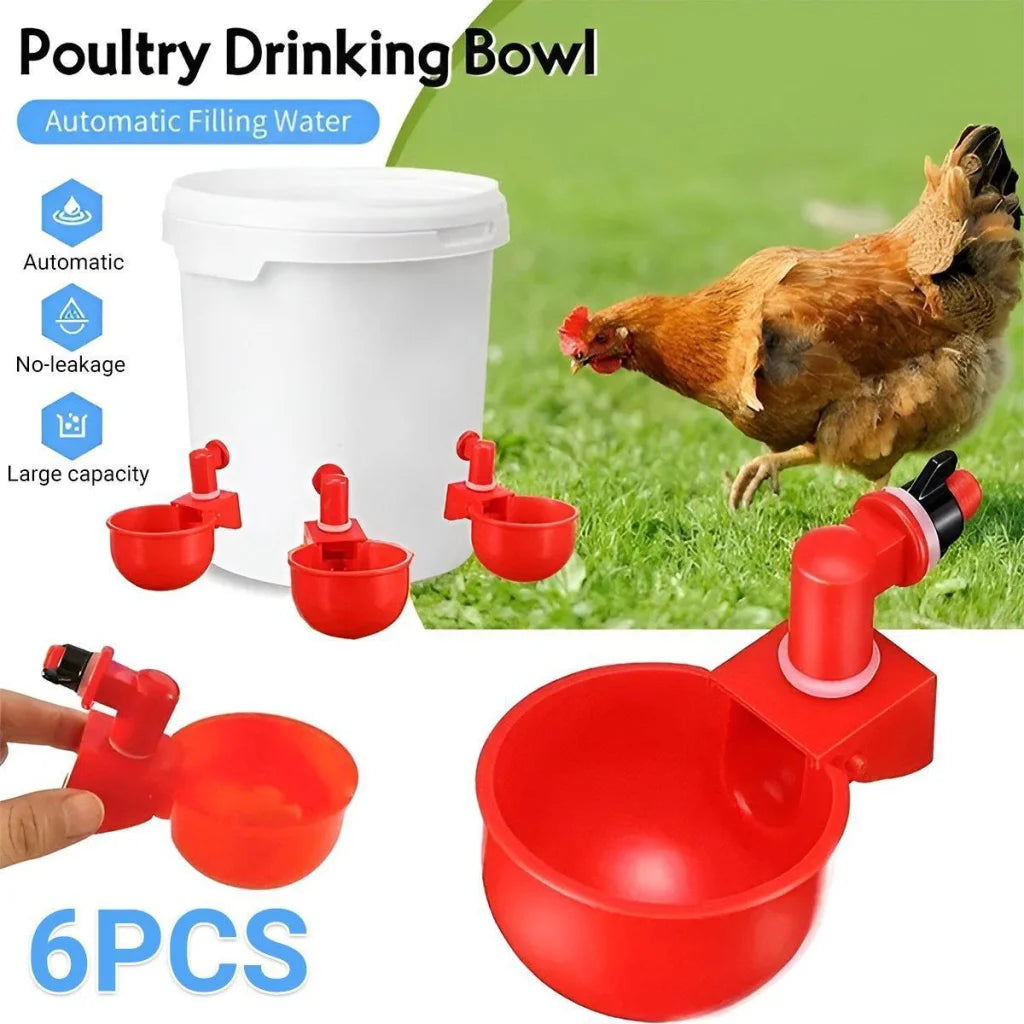 6x Automatic Chicken Water Cup Waterer Poultry Drinking
