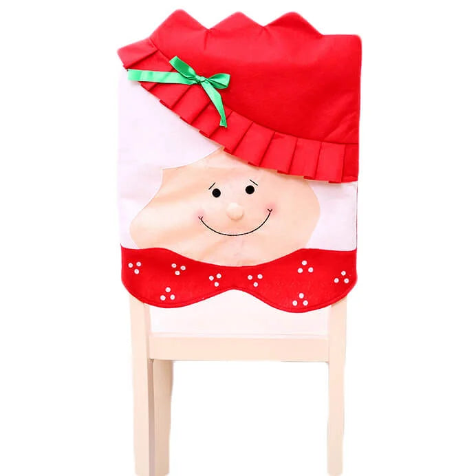 6x Christmas Cute Lady Santa Hat Chair Covers Dinner Home