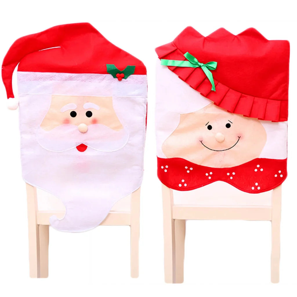 6x Christmas Cute Lady Santa Hat Chair Covers Dinner Home