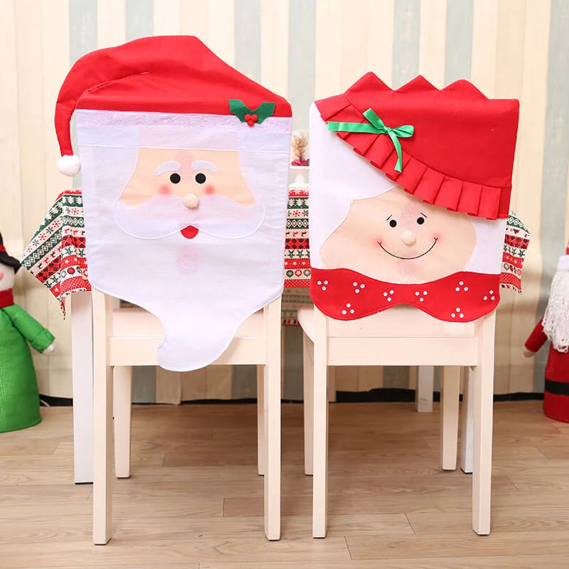 6x Christmas Cute Lady Santa Hat Chair Covers Dinner Home