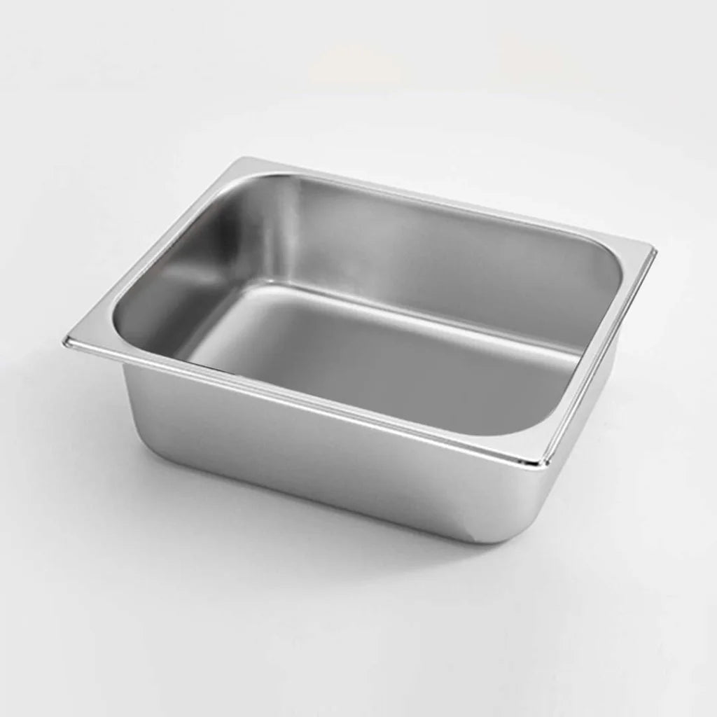 6X Gastronorm GN Pan Full Size 1/2 10cm Deep Stainless Steel Tray with Lid - Premium