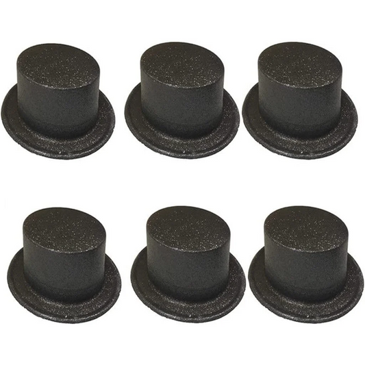 6x Glitter Top Hat Fancy Party Plastic Costume Tall Cap Fun