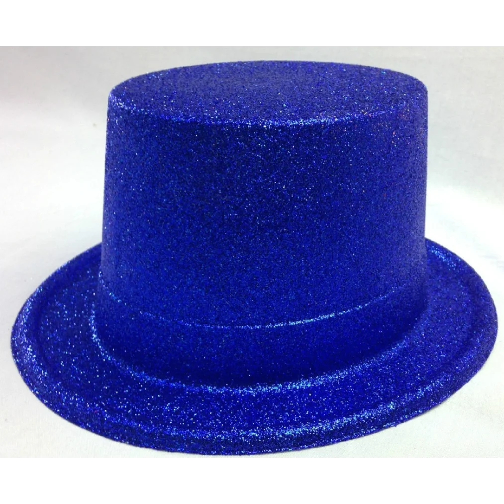6x Glitter Top Hat Fancy Party Plastic Costume Tall Cap Fun