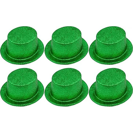 6x Glitter Top Hat Fancy Party Plastic Costume Tall Cap Fun