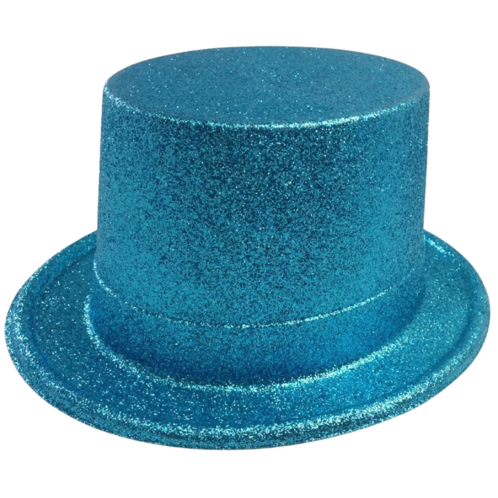 6x GLITTER TOP HAT Fancy Party Plastic Costume Tall Cap Fun