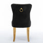 6x Velvet Dining Chairs with Golden Metal Legs-Black