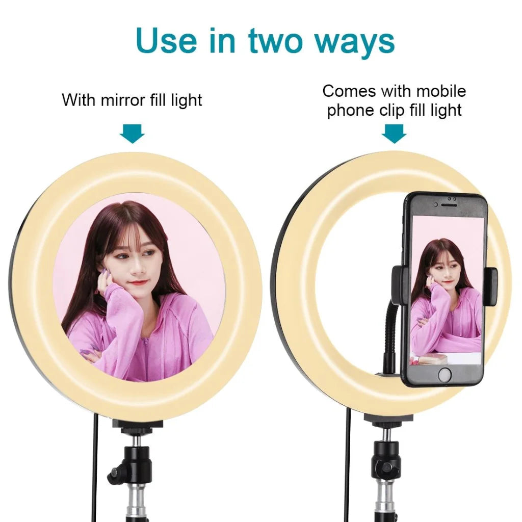 7.9 Mirror Light with Tripod & Usb 3 Modes Dual Colour