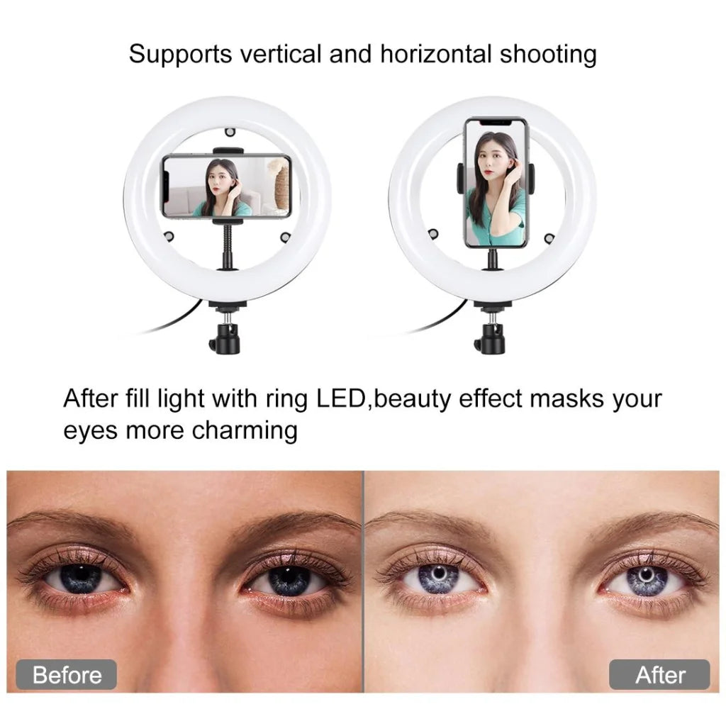 7.9 Mirror Light with Tripod & Usb 3 Modes Dual Colour