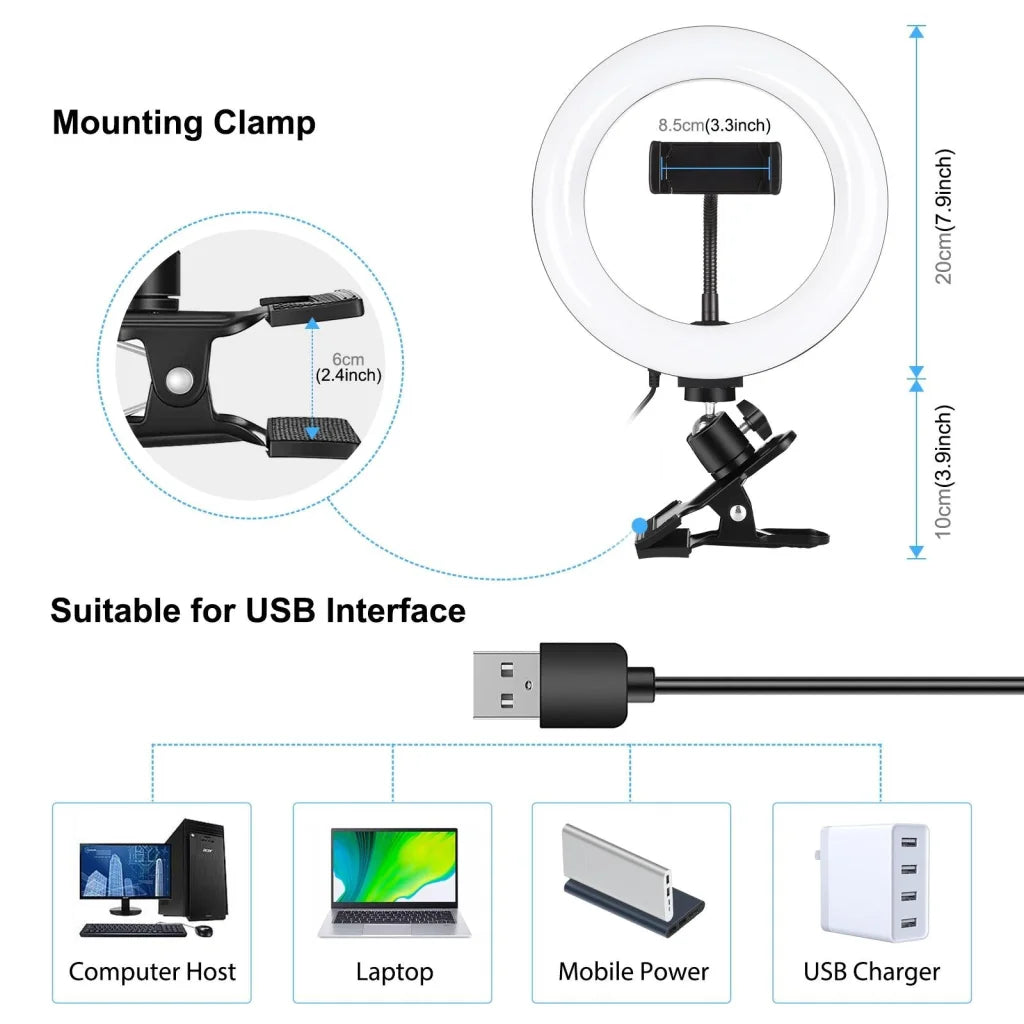 7.9 Ring Selfie Light with Dual Colour Led for Vlogging &