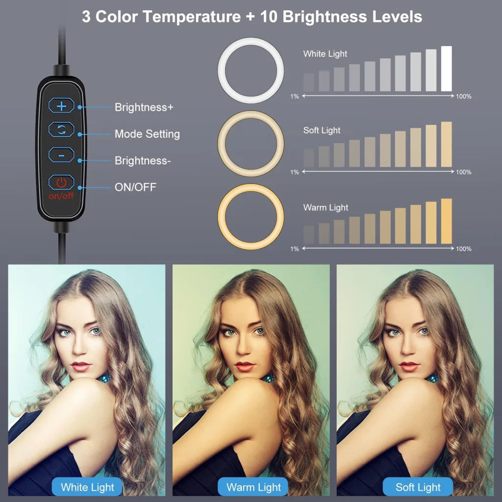 7.9 Usb 3 Modes Dimmable Dual Colour Led Ring Light