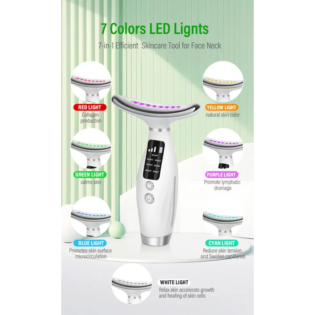 7-Color LED Neck Massager with Heat Therapy 7 Modes USB