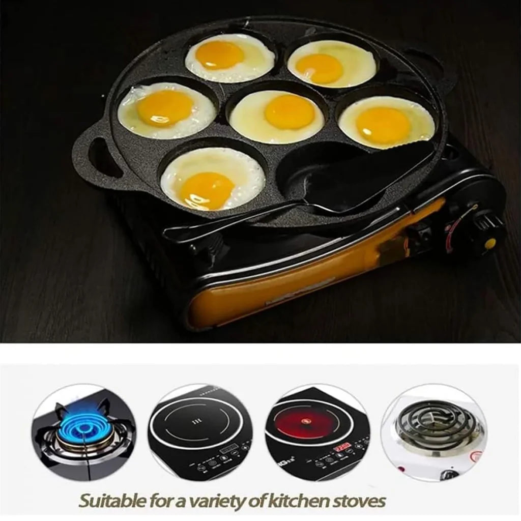 7 Cup Cast Iron Egg Frying Pan Divided Egg Skillet Pan