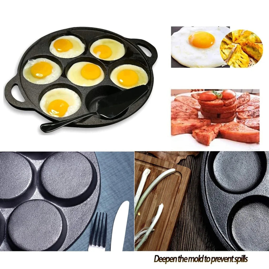 7 Cup Cast Iron Egg Frying Pan Divided Egg Skillet Pan
