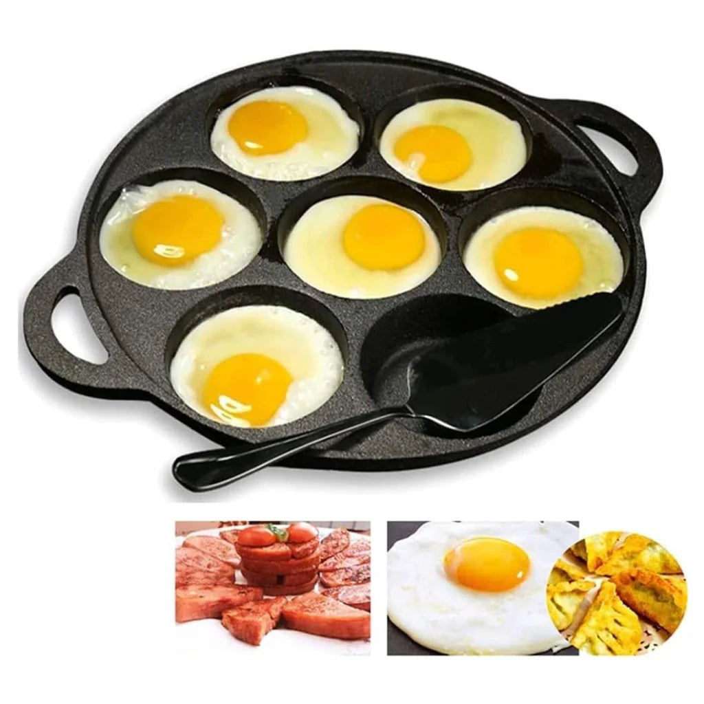 7 Cup Cast Iron Egg Frying Pan Divided Egg Skillet Pan