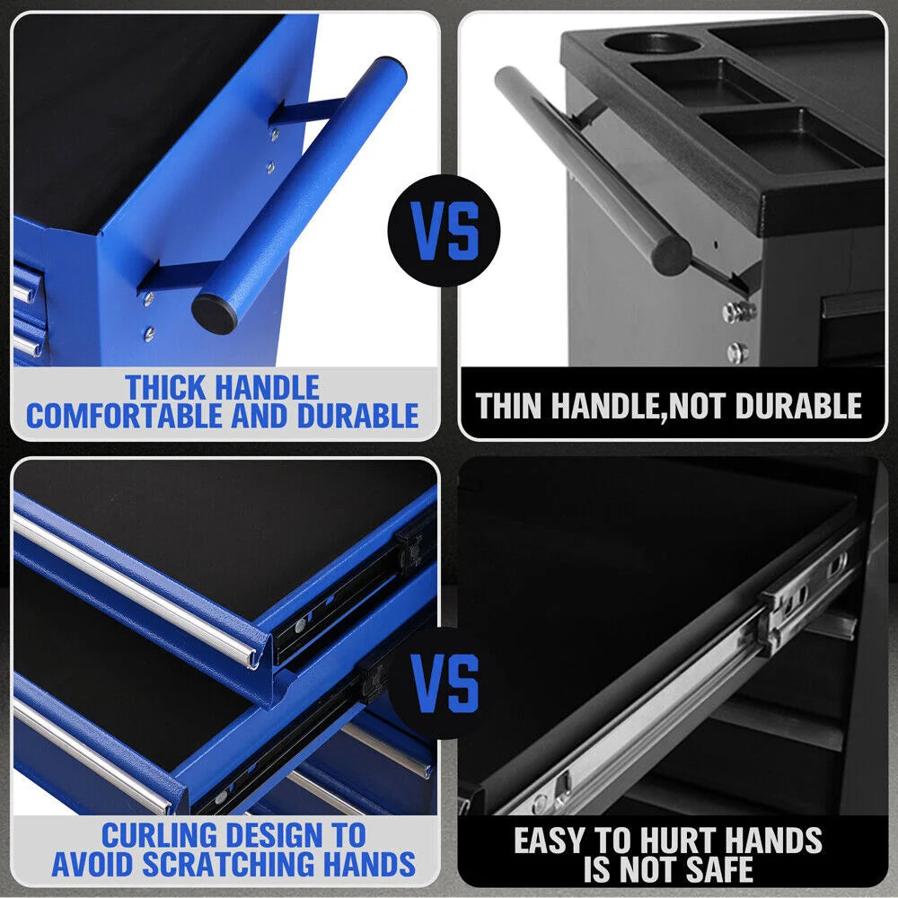 7-Drawer Drawer Tool Box Trolley Cabinet - Blue or Black