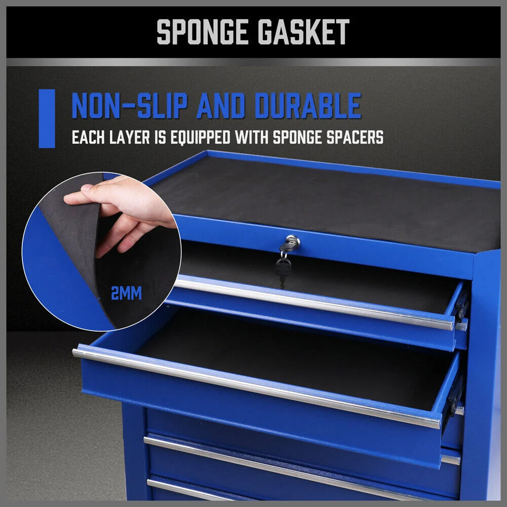 7-Drawer Drawer Tool Box Trolley Cabinet - Blue or Black