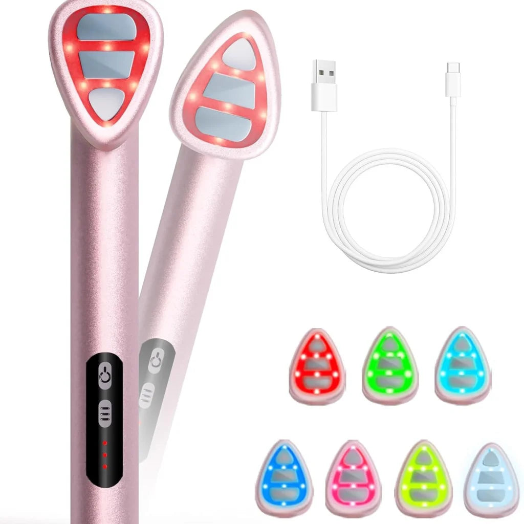 7-in-1 LED Facial Therapy Wand with 180 Rotatable Head &