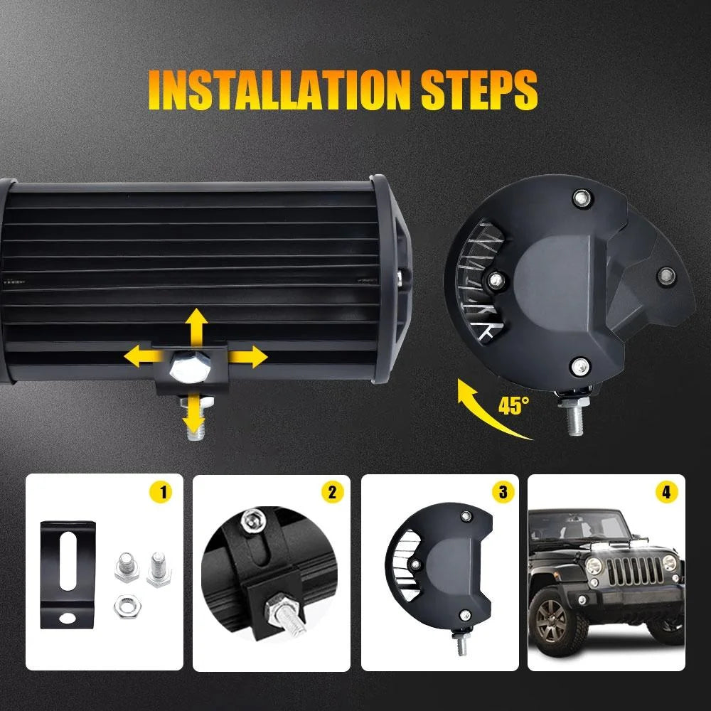 7 Inch 15W 3 Row Car Led Strip Light Working Refit