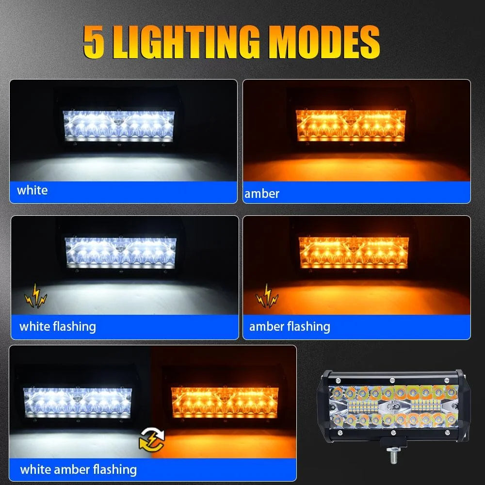 7 Inch 15W 3 Row Car Led Strip Light Working Refit
