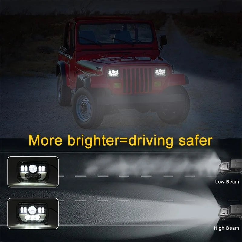 7 Inch 35W 4000Lm 6000K + Amber Car Truck Square Led