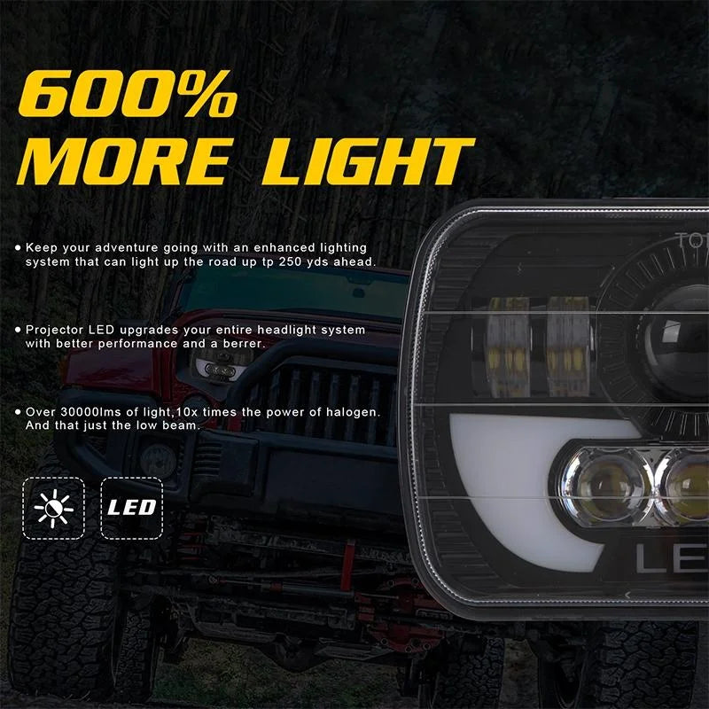 7 Inch 35W 4000Lm 6000K + Amber Car Truck Square Led