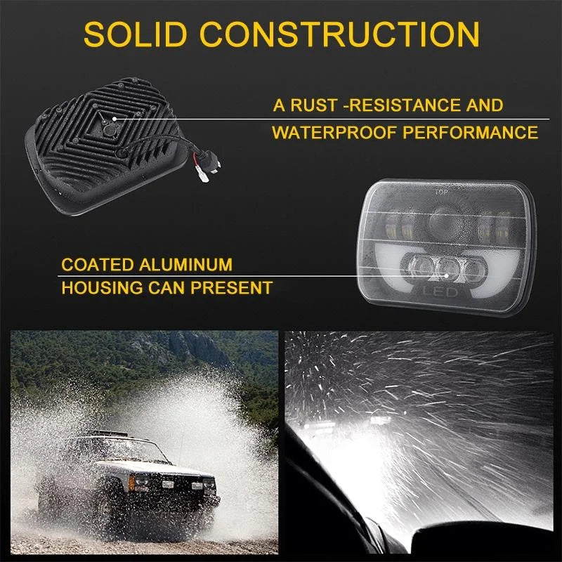 7 Inch 35W 4000Lm 6000K + Amber Car Truck Square Led