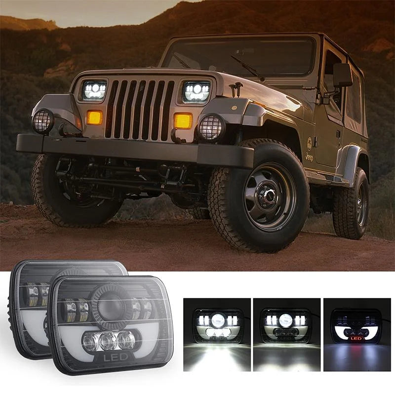 7 Inch 35W 4000Lm 6000K + Amber Car Truck Square Led