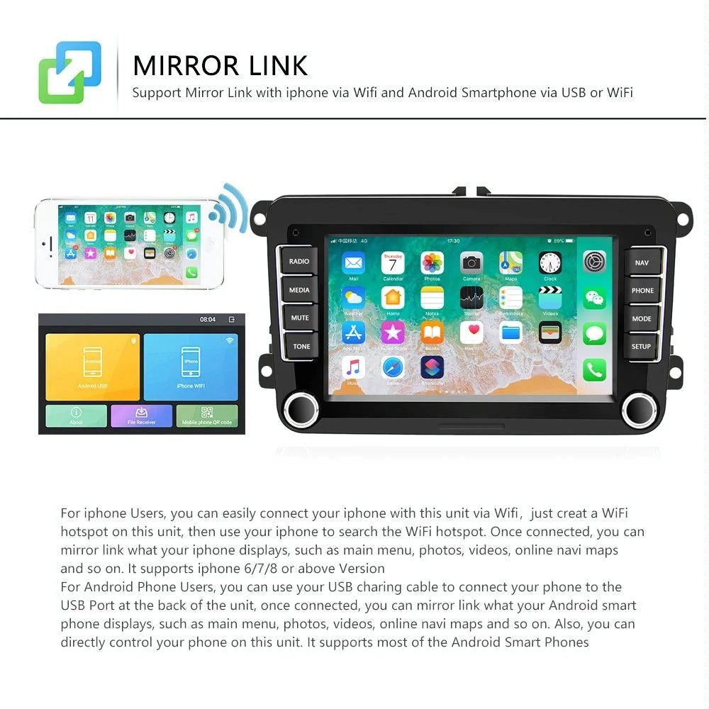 7 Inch Android Car Navigation Player With Wireless Carplay
