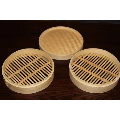 7 Inch Bamboo Steamer Set-2 Steamer Baskets With 1 Lid