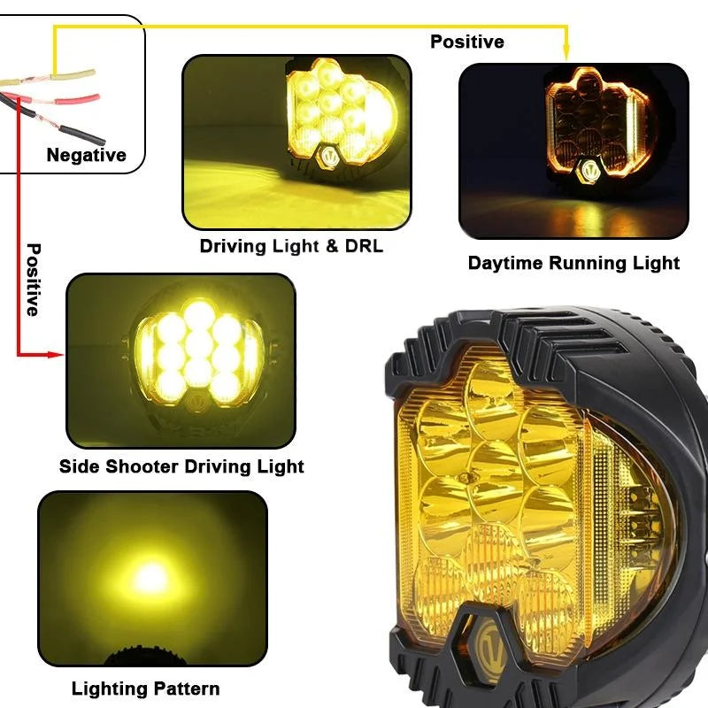 7 Inch Dc12V - 30V 8000Lm 6500K 90W Car Led Light On Three
