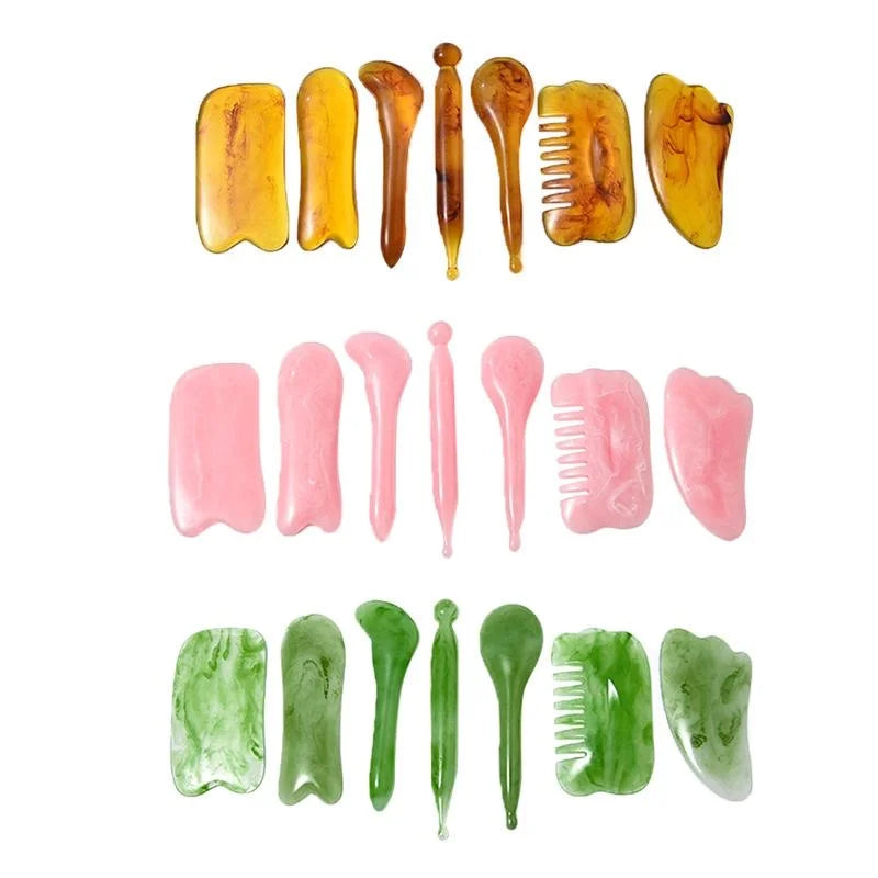 7-Piece Facial Tendon Stick & Scraping Board Set Pink