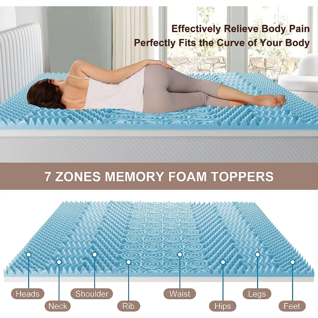7-Zone Memory Foam Topper 8CM Cool Gel Pad Medium Firm