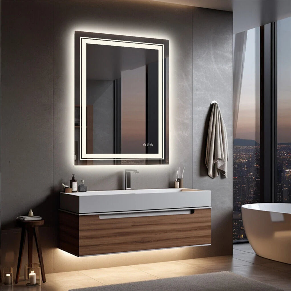 700x900mm LED Bathroom Mirror RGB Anti-Fog Aluminum - Home