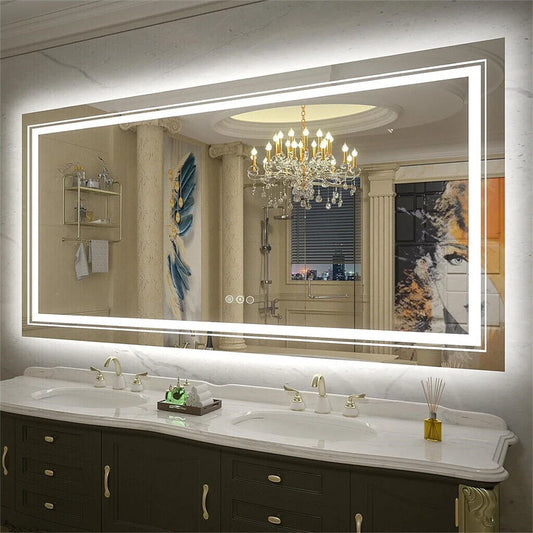 700x900mm LED Bathroom Mirror RGB Anti-Fog Aluminum - Home