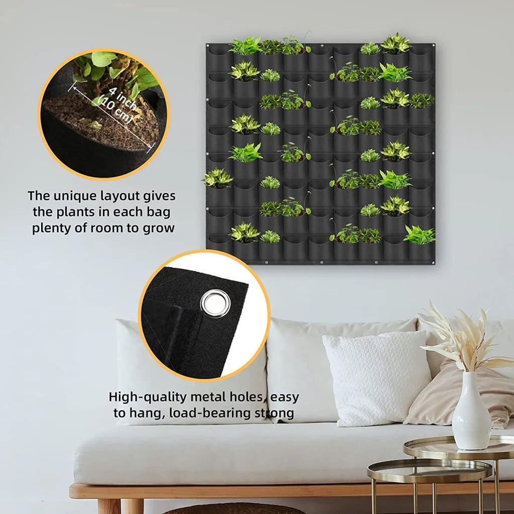 72 Pockets Wall Hanging Planter Planting Grow Bag Vertical