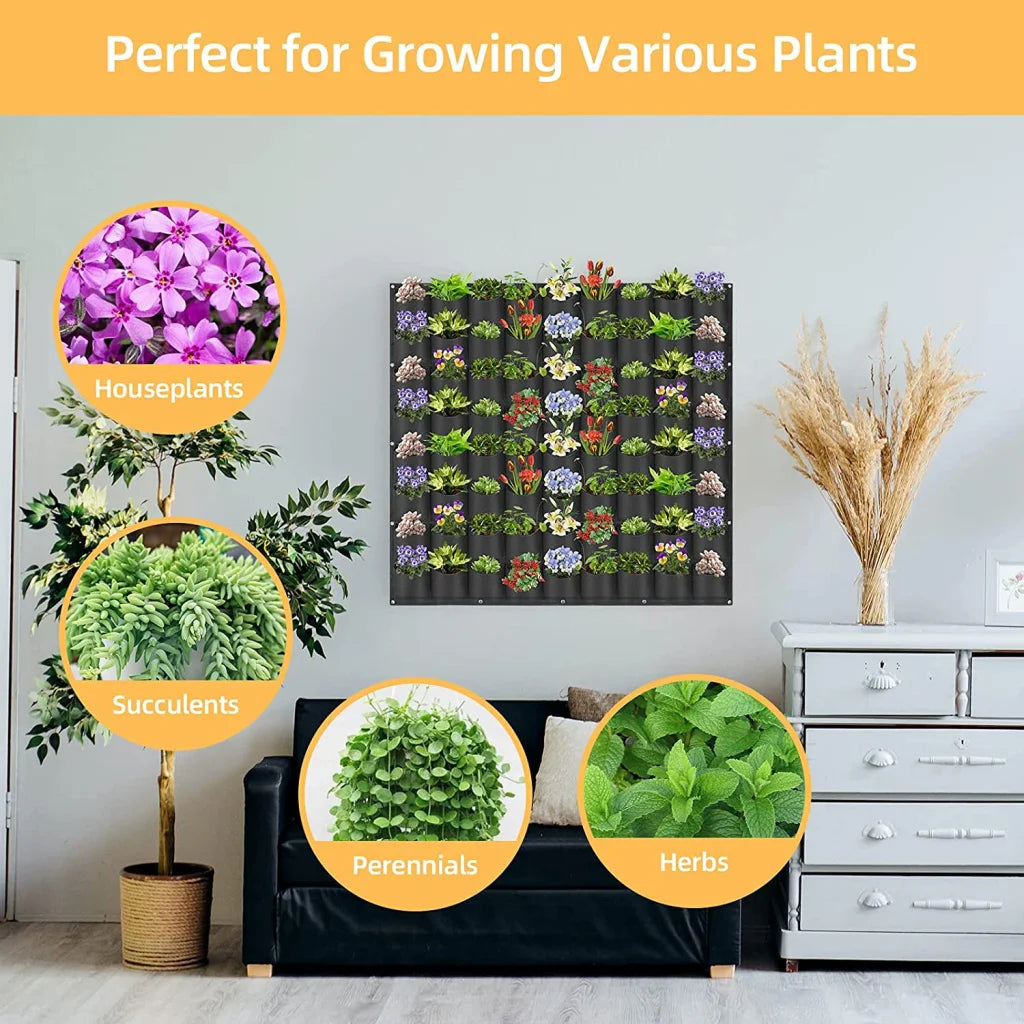 72 Pockets Wall Hanging Planter Planting Grow Bag Vertical