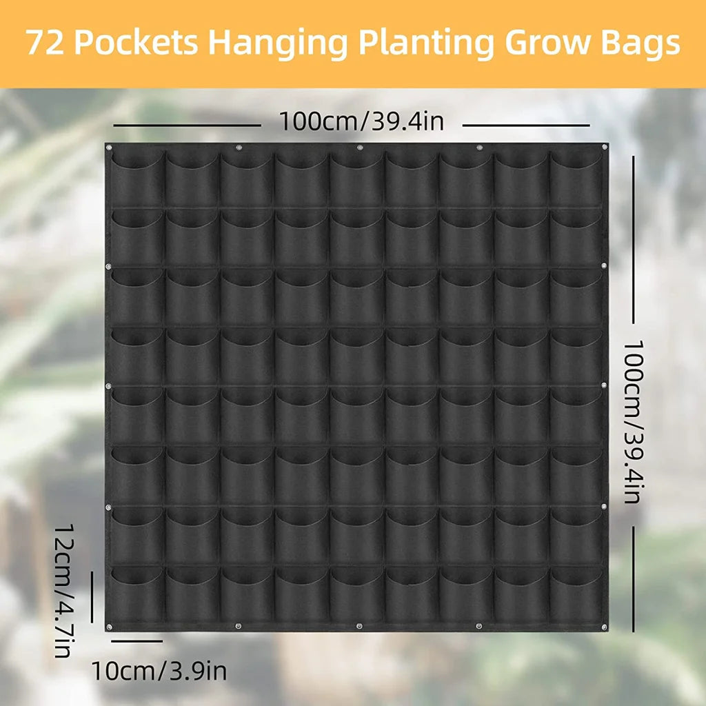 72 Pockets Wall Hanging Planter Planting Grow Bag Vertical