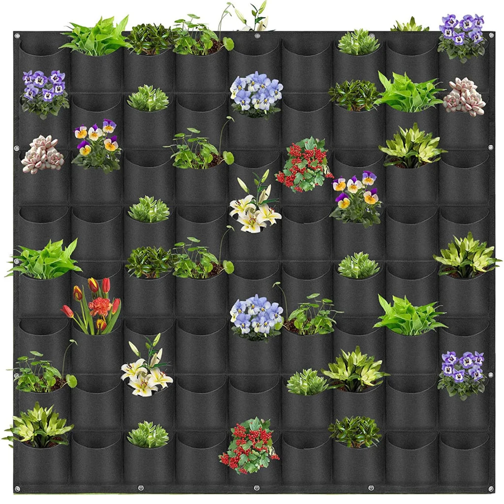 72 Pockets Wall Hanging Planter Planting Grow Bag Vertical