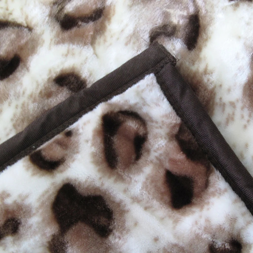 750gsm 3.5kg Double Layer Animal Print Faux Mink Blanket