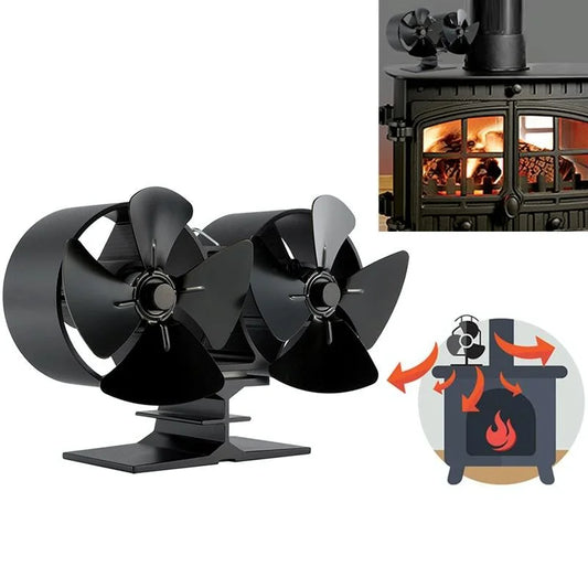 8 blade Double Head Heat Powered Stove Fan