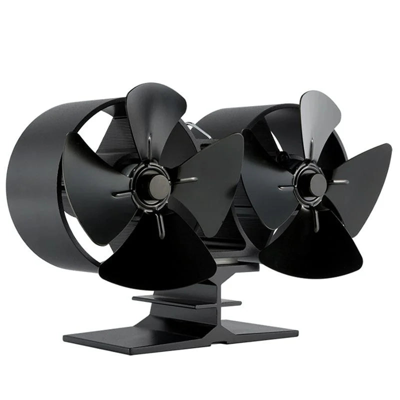 8 blade Double Head Heat Powered Stove Fan aluminum