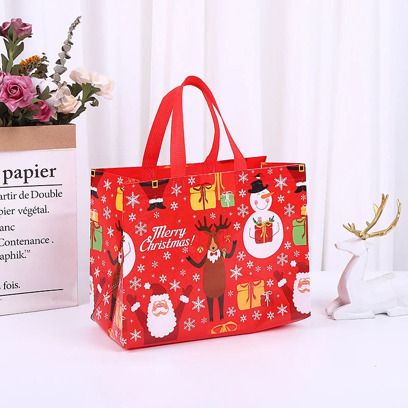 8-Pack Christmas Red Tote Bags(32 x 25 x 17 CM) with Film