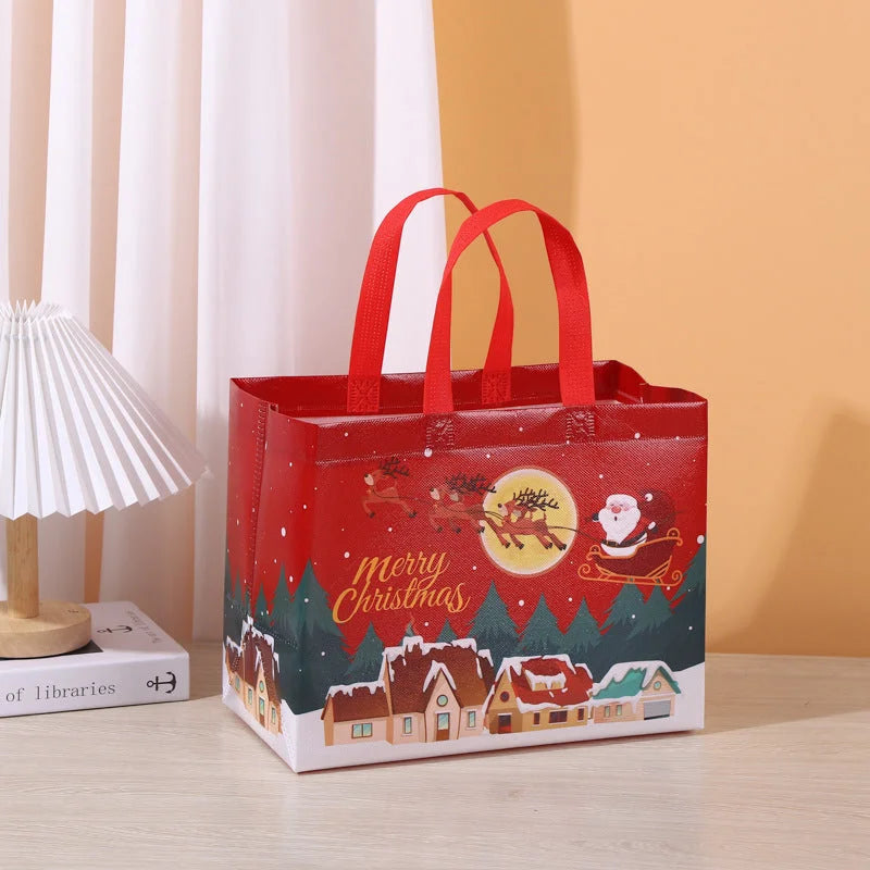 8-Pack New Christmas Red Non-Woven Tote Bags(32 x 25 x 17