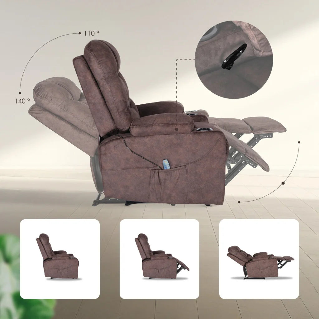 8-Point Electric Massage Recliner Chair - Leathaire Lounge