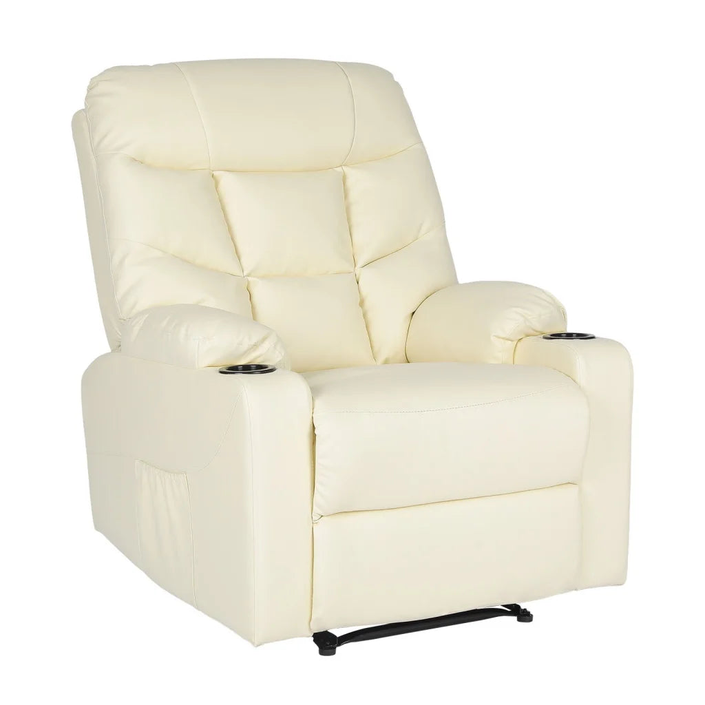 Beige PU leather lounge armchair