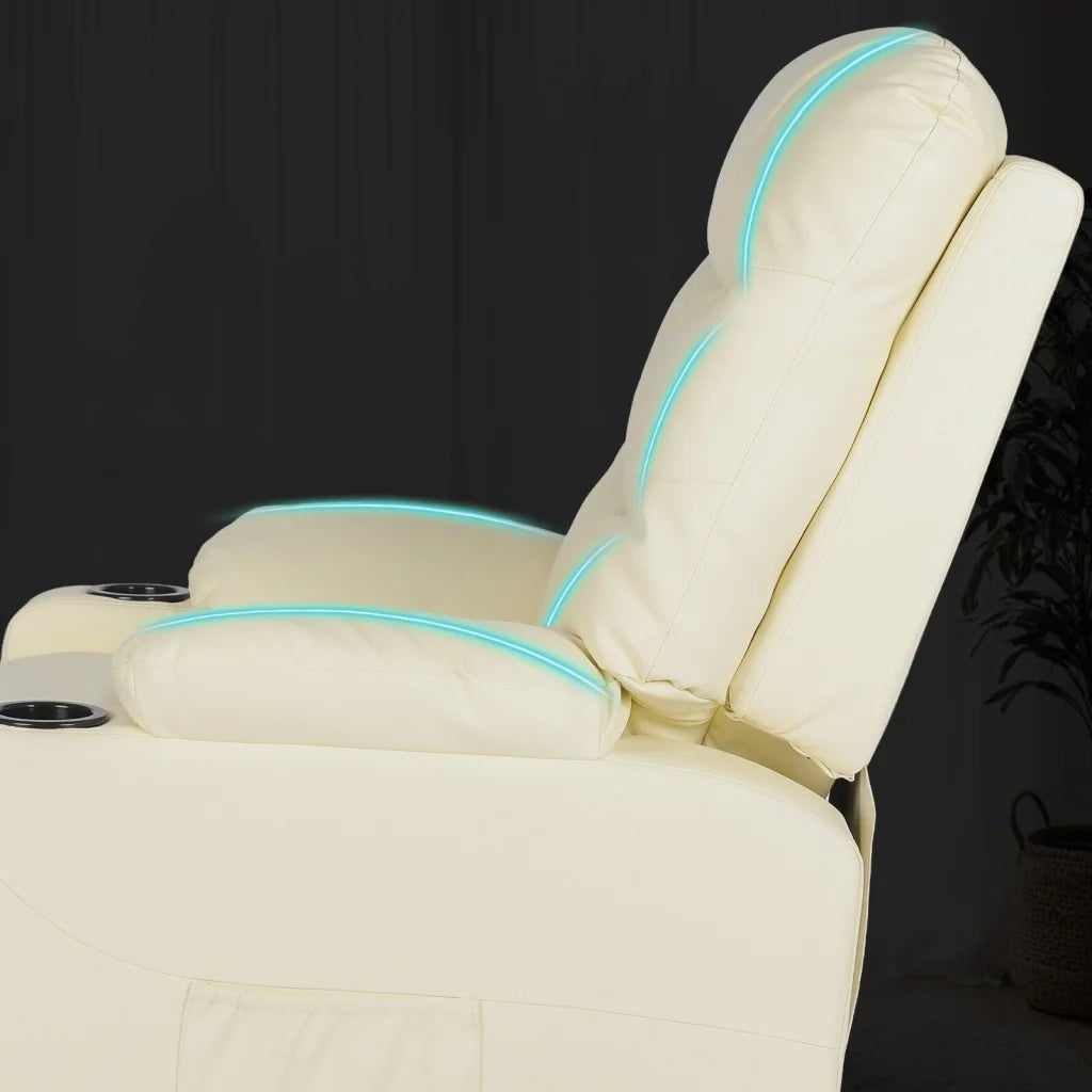 8-Point Electric Massage Recliner Chair - PU Leather Lounge