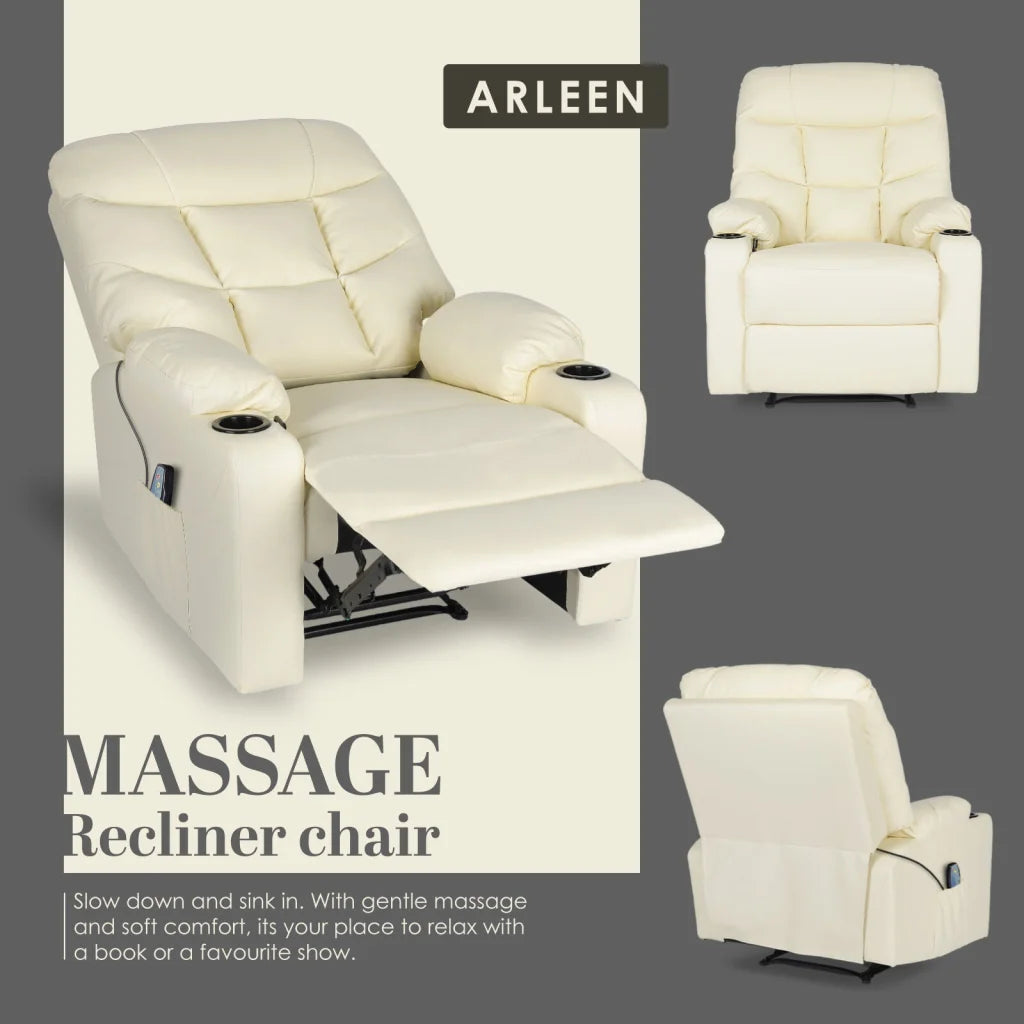 8-Point Electric Massage Recliner Chair - PU Leather Lounge