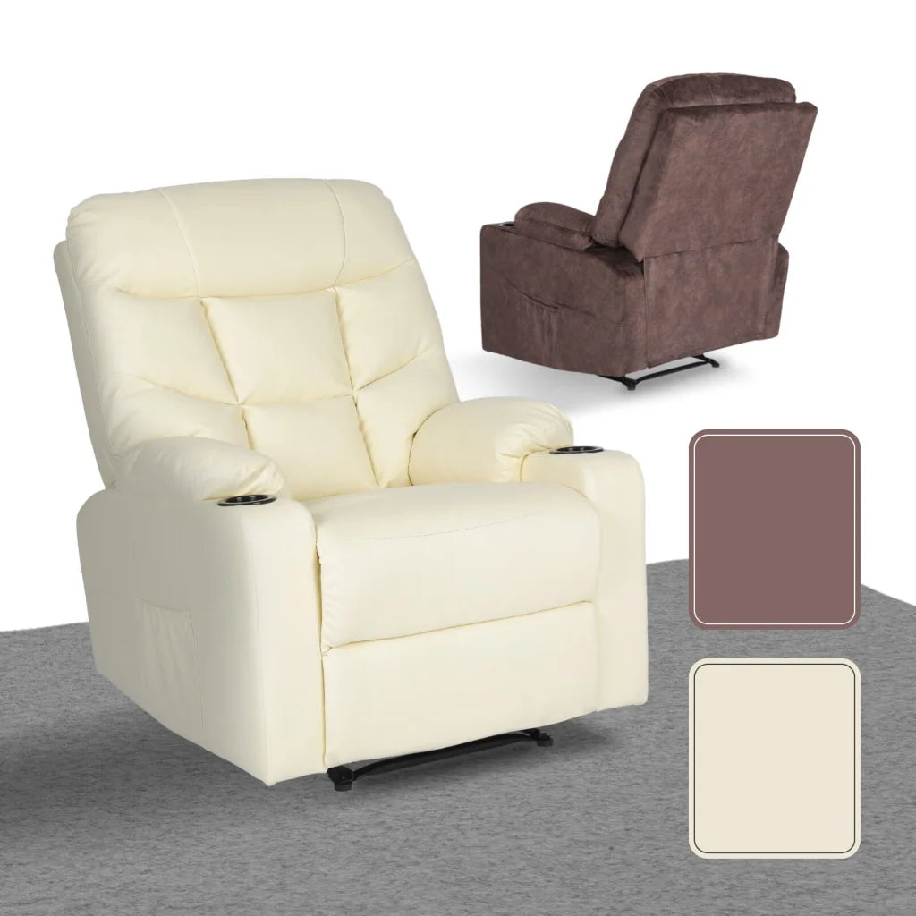 8-Point Electric Massage Recliner Chair - PU Leather Lounge