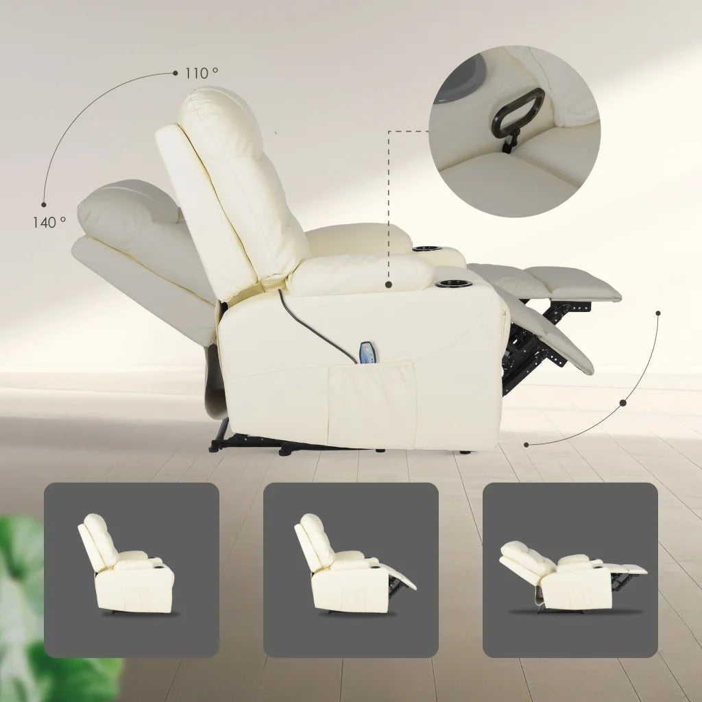 8-Point Electric Massage Recliner Chair - PU Leather Lounge
