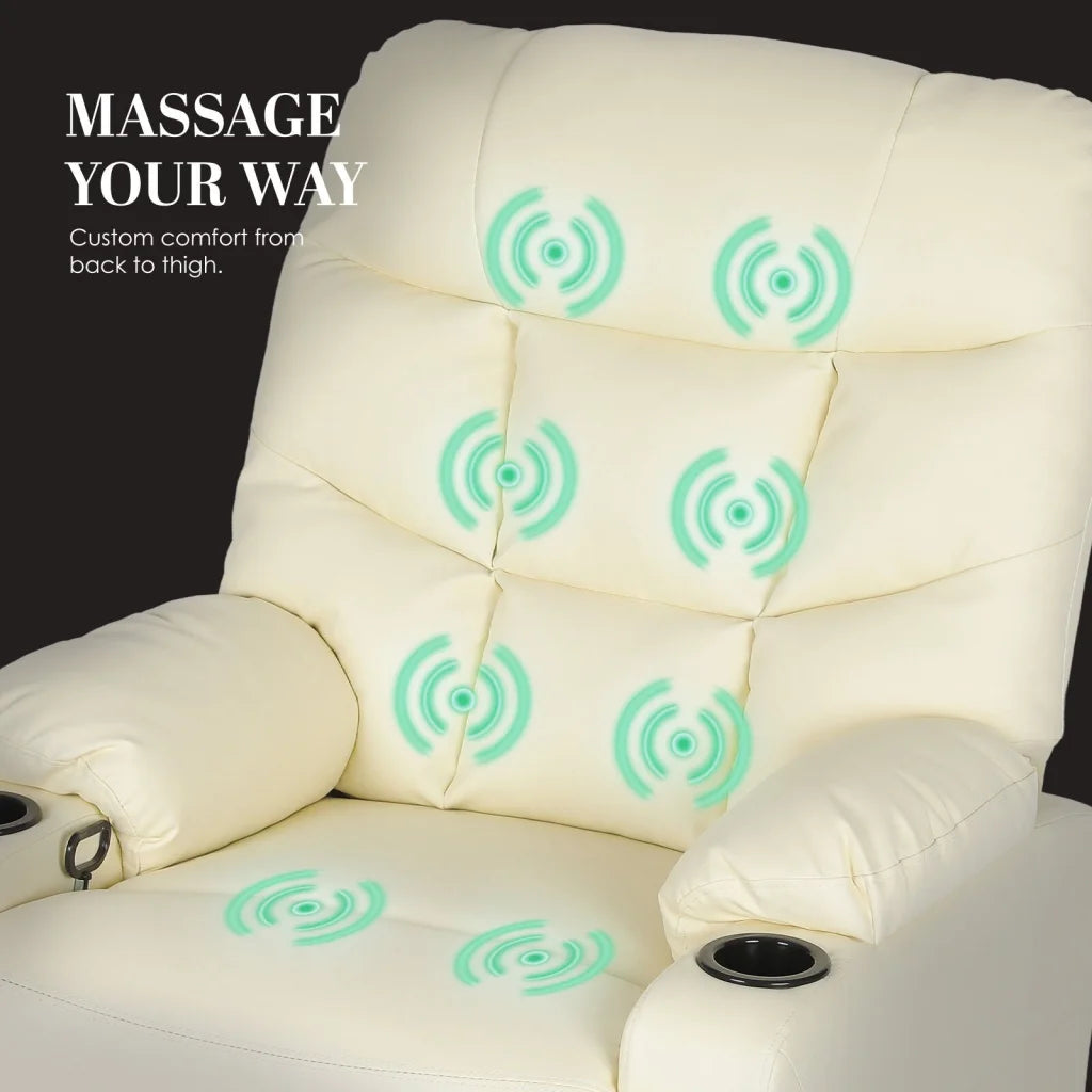 8-Point Electric Massage Recliner Chair - PU Leather Lounge